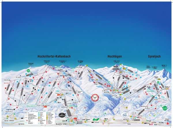 Hochzillertal in the Zillertal Valley Ski Resort Piste Map