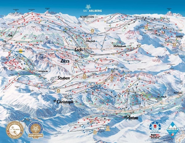 Lech Zürs Ski Resort Piste Map