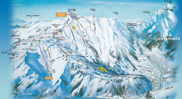 Contamines Montjolie Heuteluce Ski Resort Piste Map