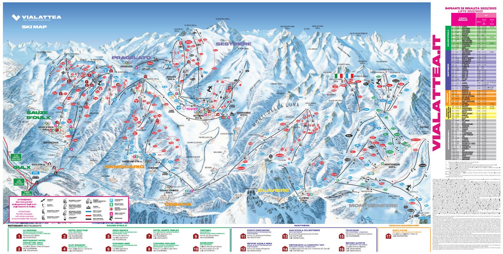 Vialattea Ski Resort Piste Maps