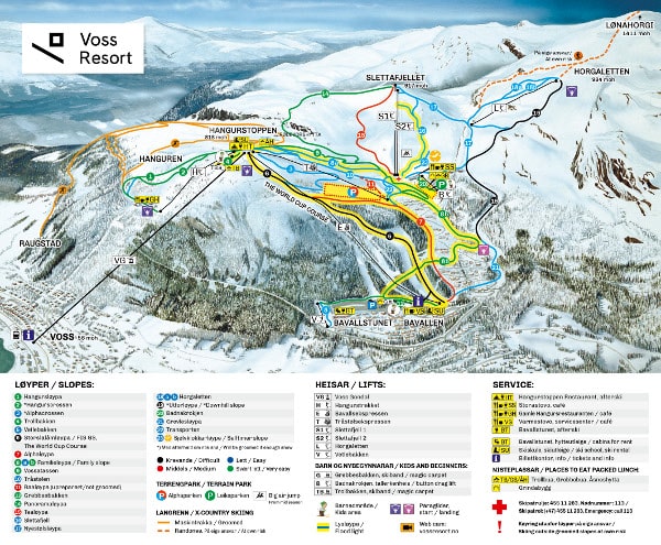 Voss Ski Resort Piste Ski Map