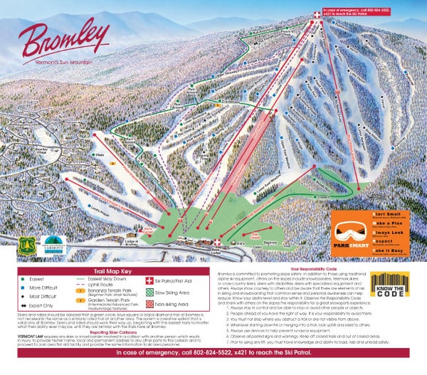 Bromley Ski Resort Piste Ski Map