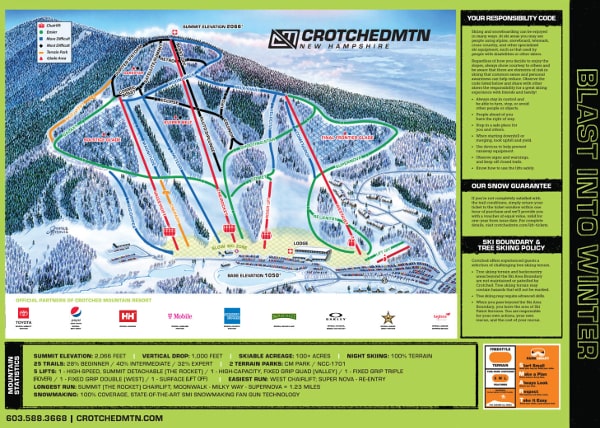 Crotched Mountain Ski Resort Piste Ski Map