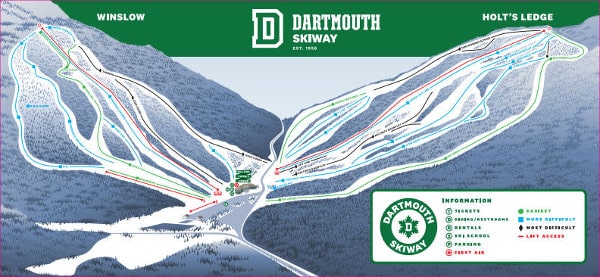 Dartmouth Skiway Ski Resort Piste Ski Map