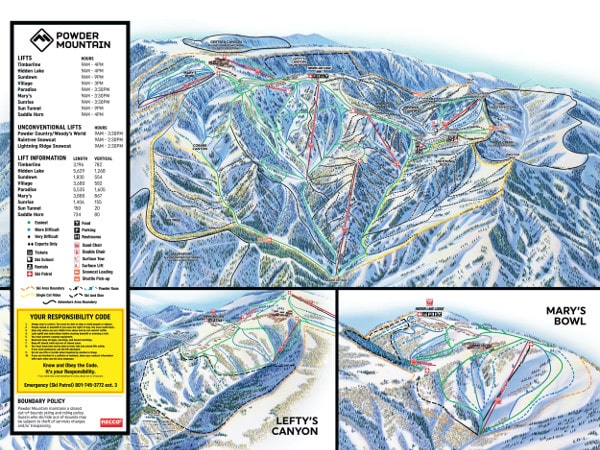 Powder Mountain Ski Resort Piste Ski Map