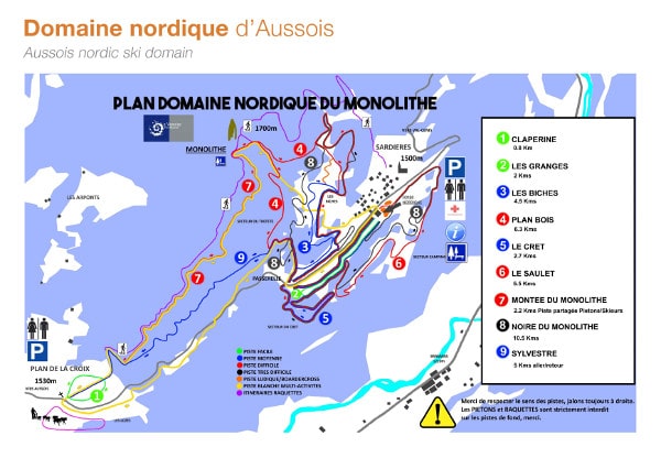 Aussois Nordic Ski Trail Map