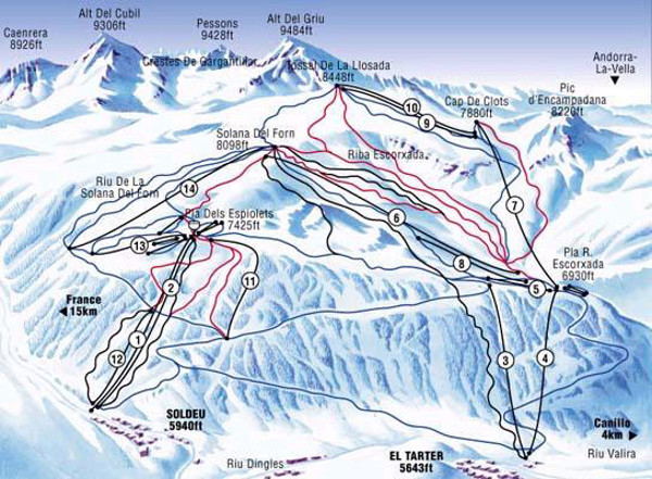 El Tarter Ski Resort Piste Map