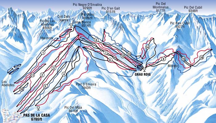Pas de la Casa Ski Resort Piste Map