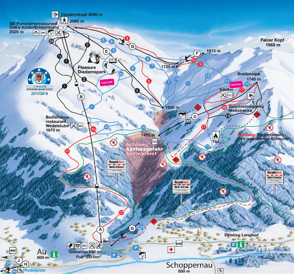 Au Schoppernau Ski Resort Piste Map