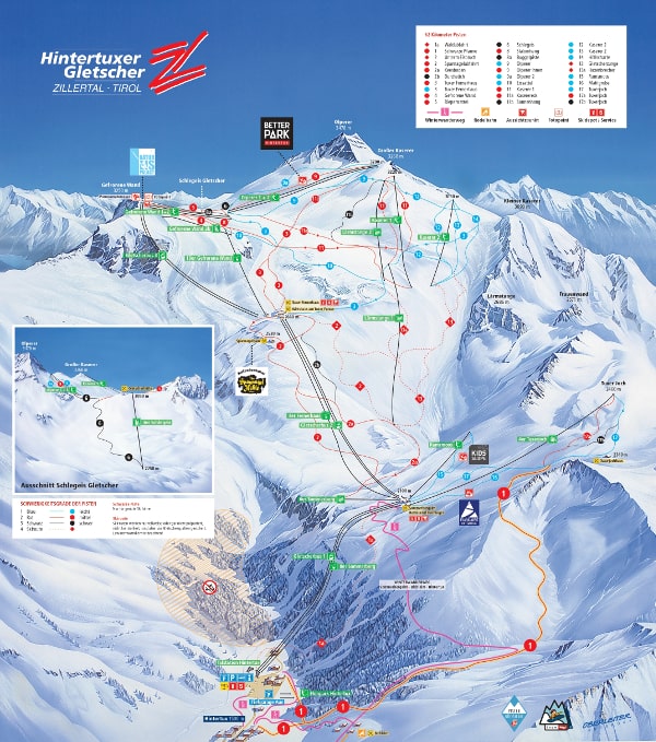 Hintertux Glacier Ski Resort Piste Map