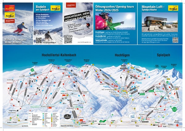 Hochfugen in the Zillertal Valley Ski Resort Piste Map