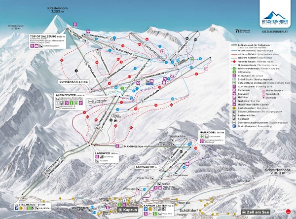 Kitzsteinhorn Ski Resort Piste Ski Map
