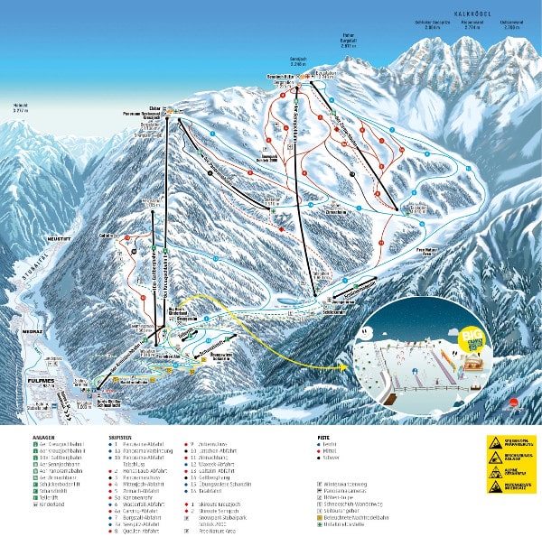 Schlick 2000 Ski Resort Piste Map