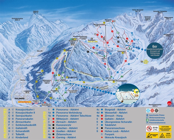 Schlick 2000 Ski Resort Piste Map