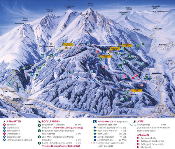 Serles Ski Resort Piste Map