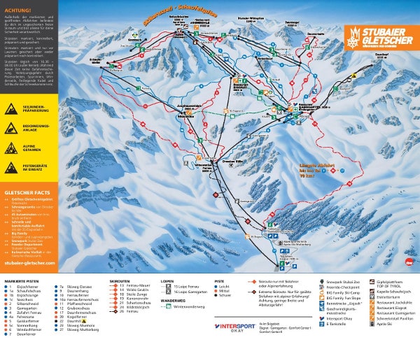 Stubai Glacier Ski Resort Piste Map