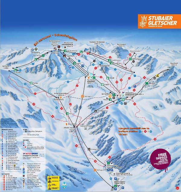 Stubai Glacier Piste Map – Free downloadable piste maps.