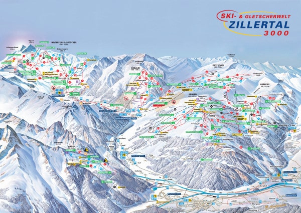 Zillertal 3000 Ski Resort Piste Map