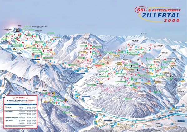 Zillertal 3000 Ski Resort Piste Map