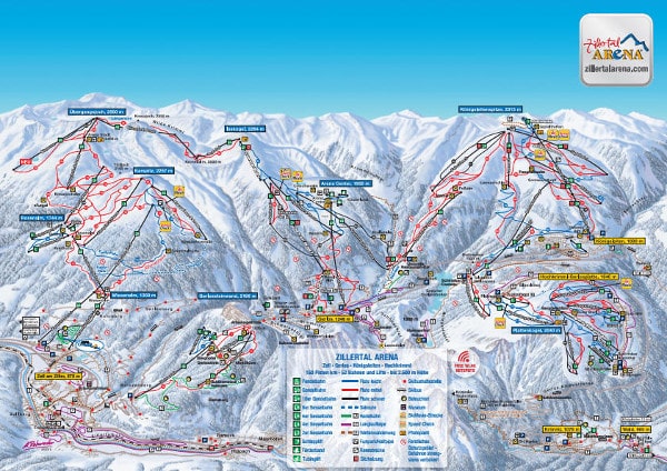 Zillertal Arena Ski Resort Piste Map