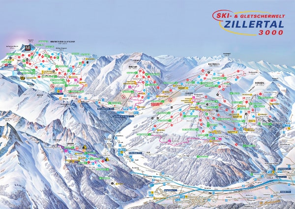 Zillertal 3000 Ski Resort Piste Map