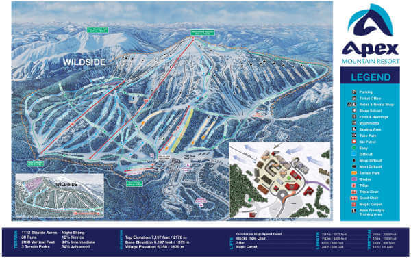 Apex Mountain Ski Resort Piste Ski Trail Map