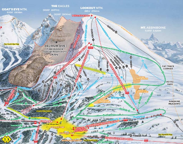 Banff Lookout Mountain Piste Map