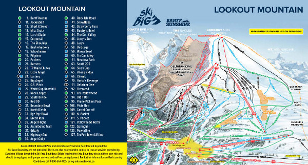 Banff Lookout Mountain Piste Map