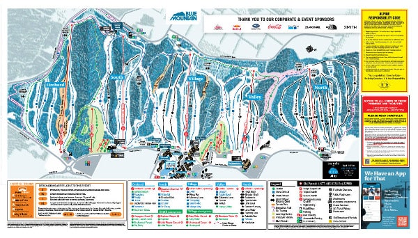 Blue Mountain Ski Resort Piste Ski Map