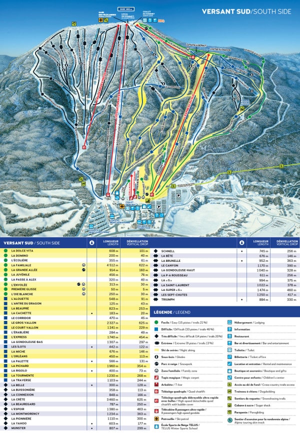 Mont Sainte Anne Ski Resort Piste Map South