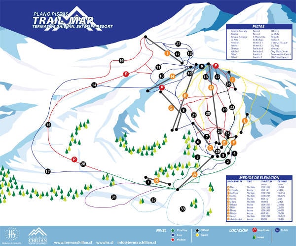Termas de Chillan Ski Resort Piste Map