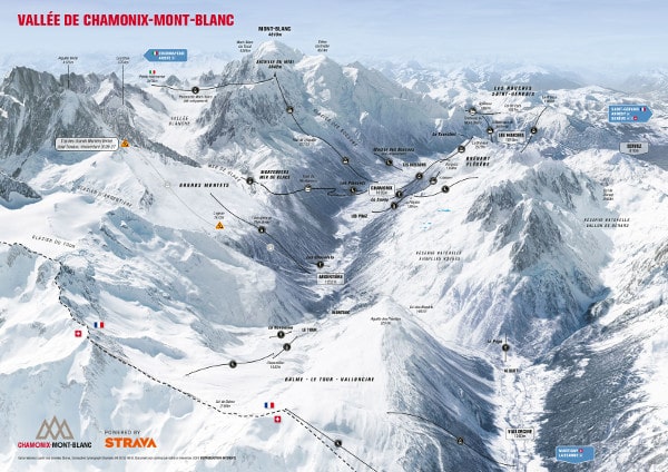 Chamonix Mont Blanc Ski Area Piste Map