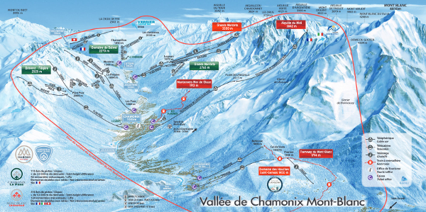 Chamonix Mont Blanc Ski Area Piste Map