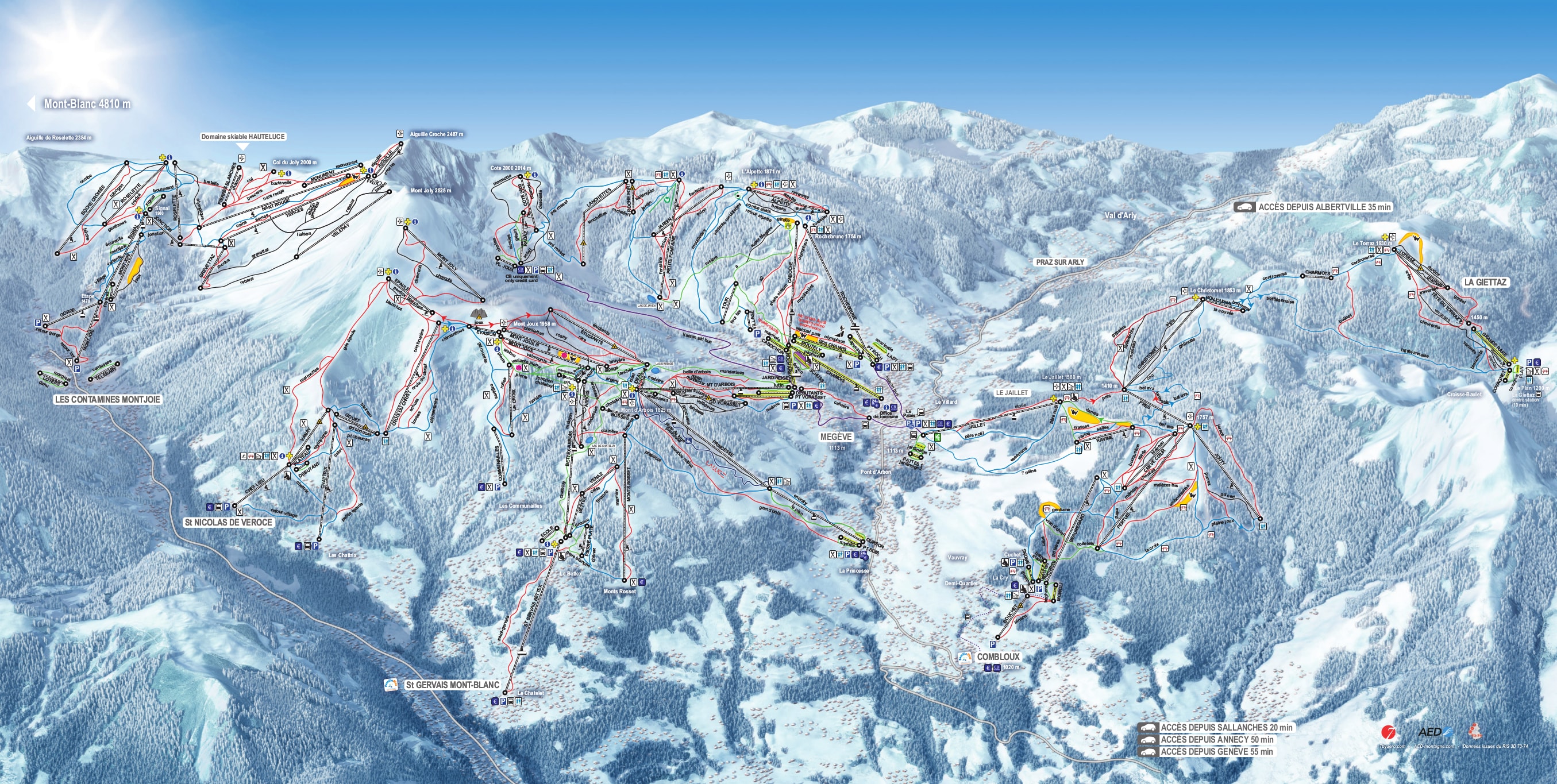 Evasion Mont Blanc Ski Domain Piste Map