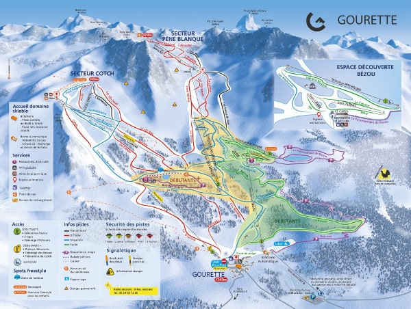 Gourette Ski Resort Piste Ski Map