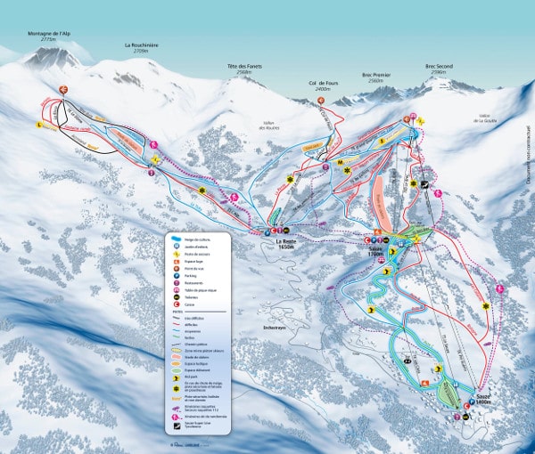 Le Sauze Piste Ski Map