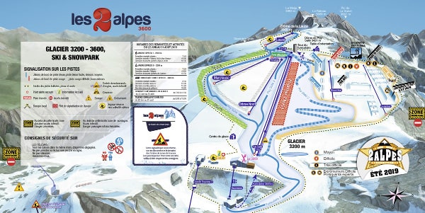 Les Deux Alpes Summer Skiing Piste Map