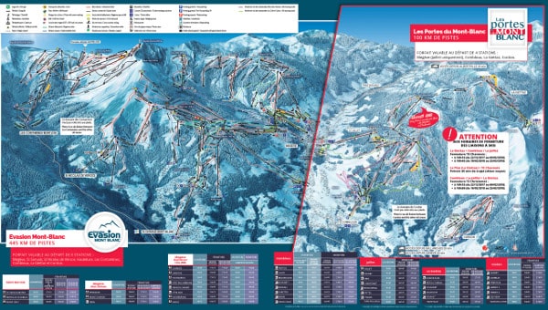 Les Portes du Mont Blanc Piste Ski Map