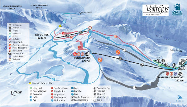 Valfrejus Punta Bagna Ski Resort Piste Map