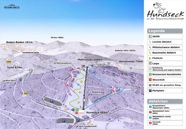 Hundseck Ski Resort Piste Map