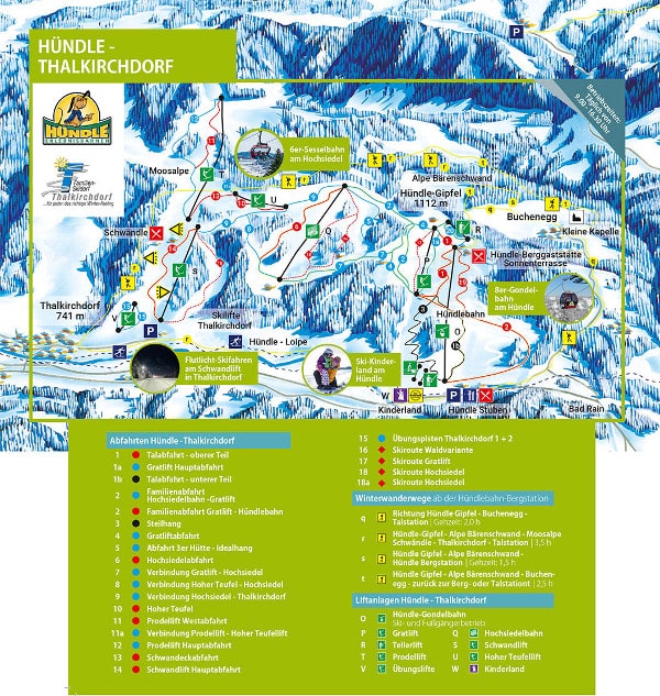 Hündle Ski Resort Piste Map