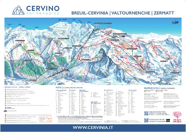 Cervinia Skiing Piste Ski Map