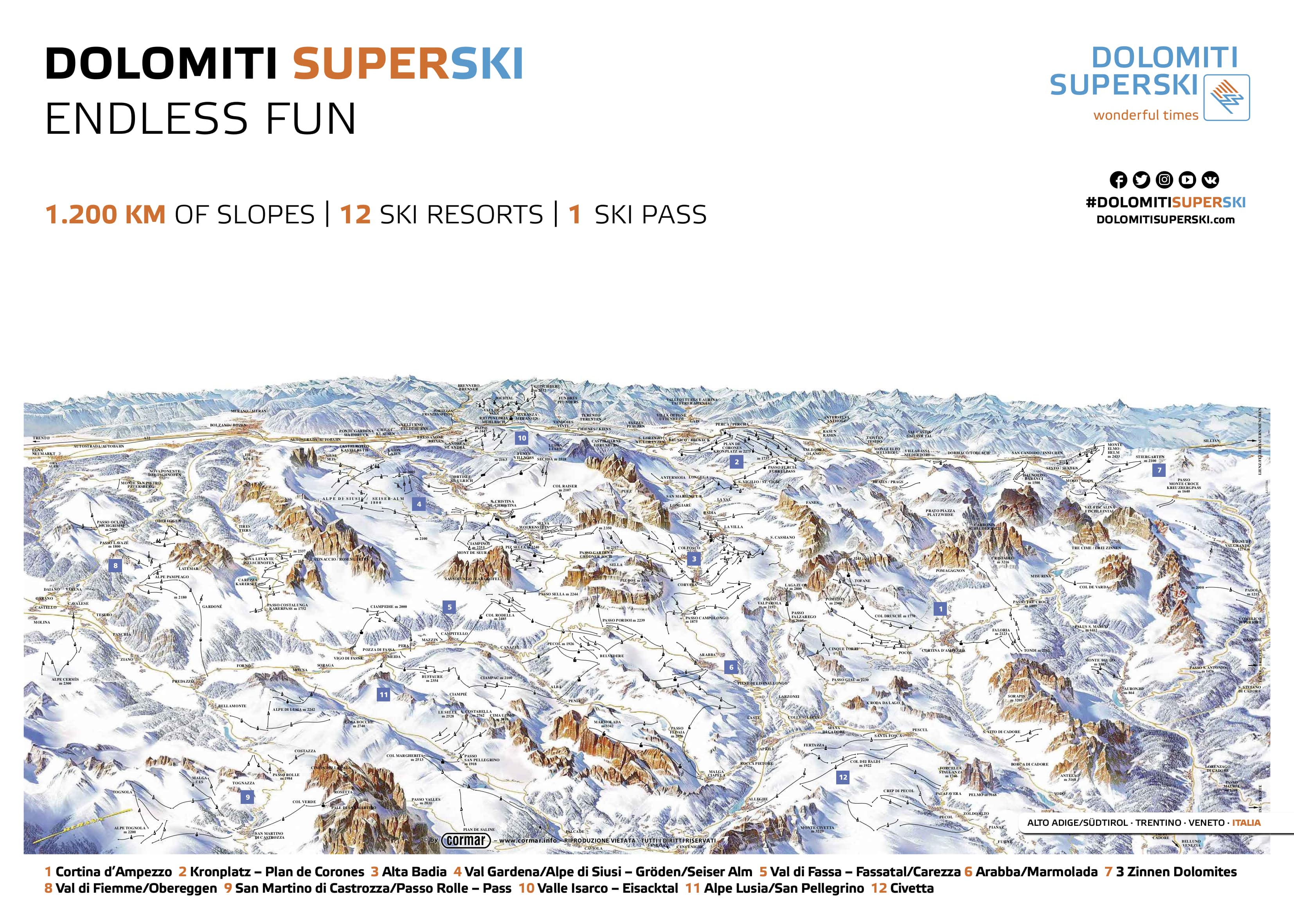 Dolomiti Superski Ski Lift Map 2019 