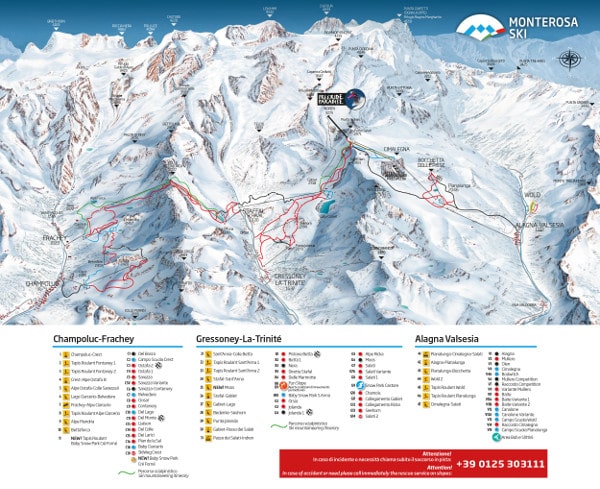 Monterosa Ski Resort Piste Ski Map
