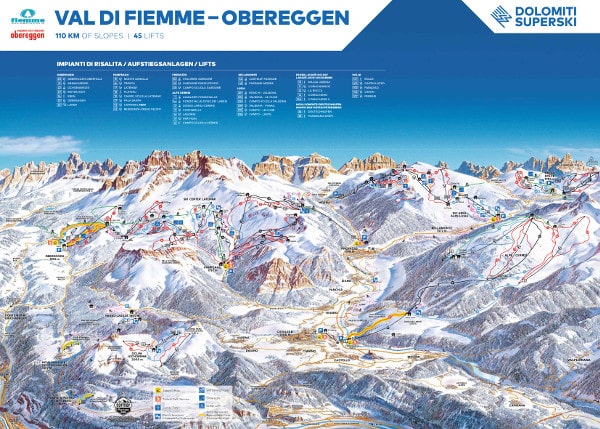 Val di Fiemme Piste Ski Map