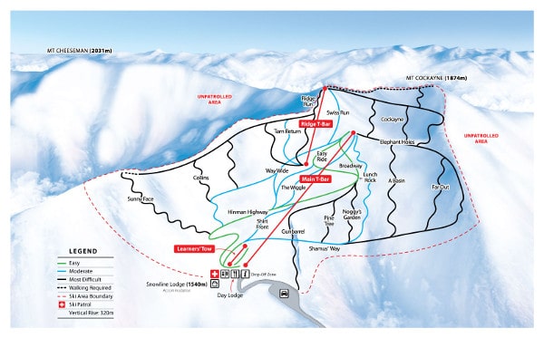 Mt Cheeseman Ski Resort Piste Map