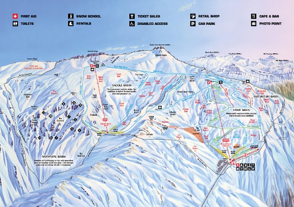 Treble Cone Ski Resort Piste Map