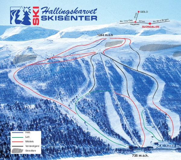 Hallingskarvet Ski Resort Piste Map