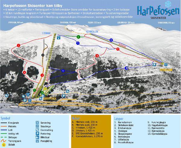 Harpefossen Ski Resort Piste Map