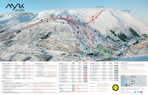 Myrkdalen Ski Resort Piste Map
